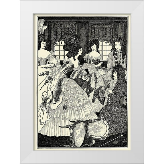 Beardsley, Aubrey 24x32 White Modern Wood Framed Museum Art Print Titled - Rape of the Lock 1896 - Beaux and Belles