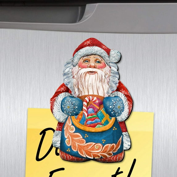 Beardy Santa Shaped Refrigerator Wooden Magnets Set of 3