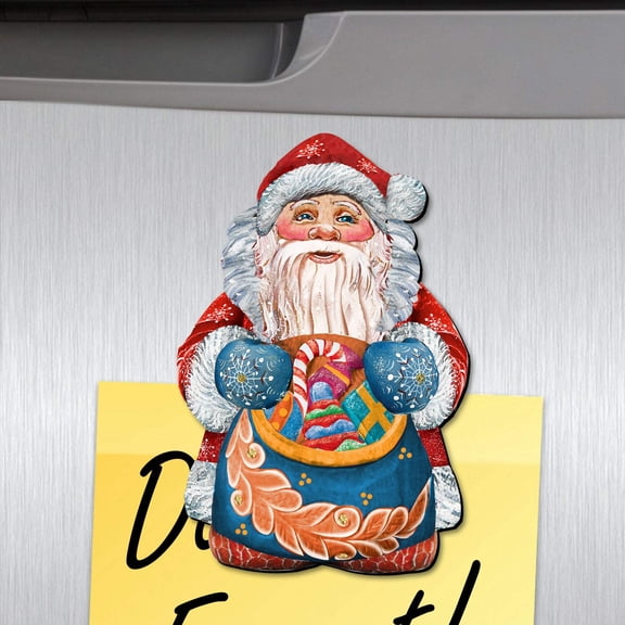 Beardy Santa Shaped Refrigerator Wooden Magnets Set of 3
