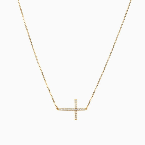 Bearfruit Jewelry Sterling Silver 18k Gold Plated Horizontal Cross Necklace