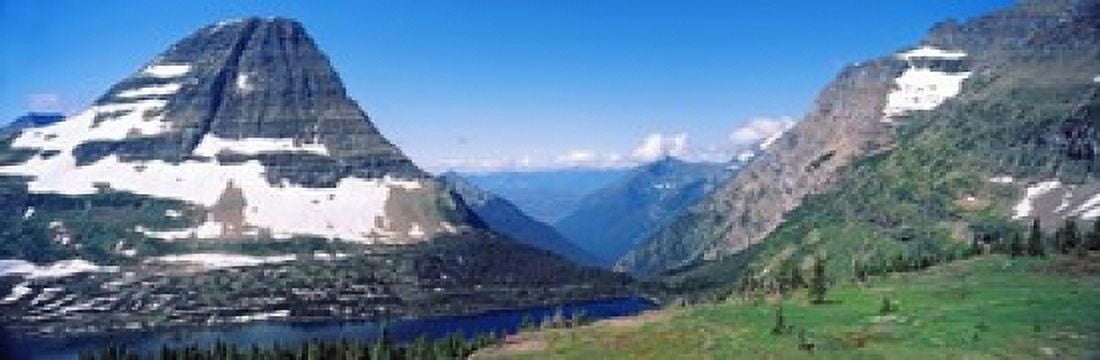 Bearhat Mountain and Hidden Lake US Glacier National Park Montana USA Canvas Art - Panoramic Images (18 x 6)
