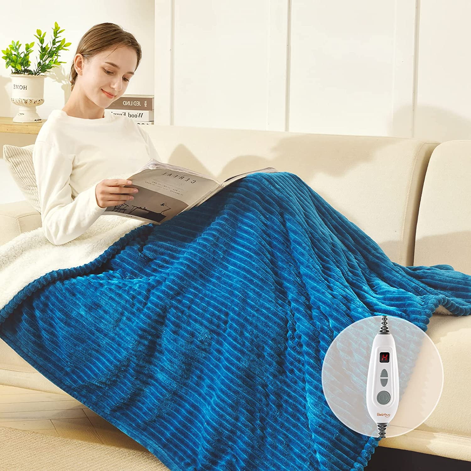 Bearhug Electric Blanket King Size 100" x 90" Dual Controller Heated