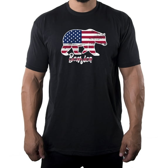 Bearica American Flag Men's 4th of July Shirts, Patriotic Shirts for Men - Black MH200PATRIOT S2 S