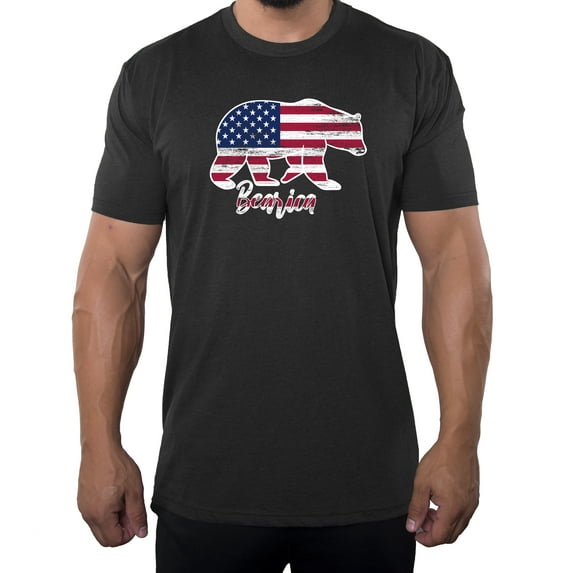Bearica American Flag Men's 4th of July Shirts, Patriotic Shirts for Men - Charcoal MH200PATRIOT S2 XL