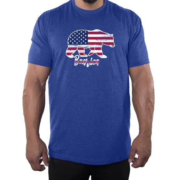 Bearica American Flag Men's 4th of July Shirts, Patriotic Shirts for Men - Royal MH200PATRIOT S2 S