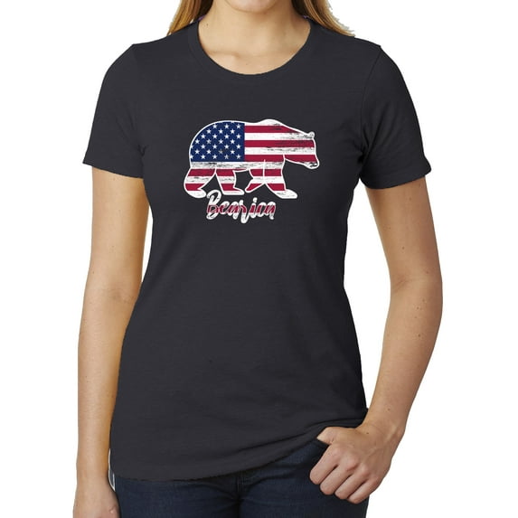 Bearica American Flag Women's 4th of July T-shirts, Patriotic Shirts for Ladies - Charcoal MH200WPATRIOT S2 3XL