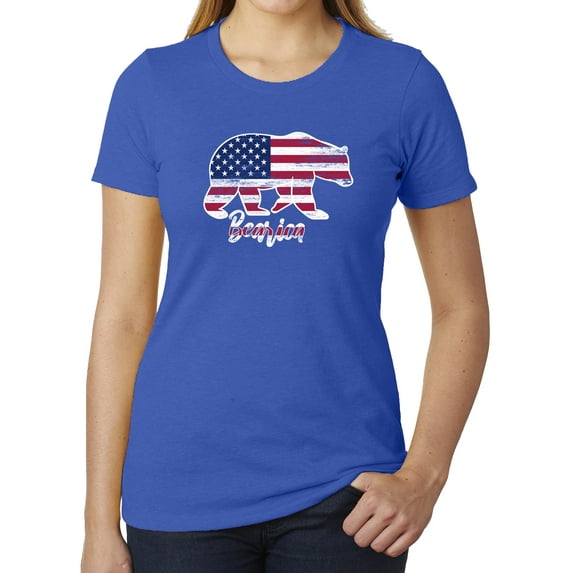 Bearica American Flag Women's 4th of July T-shirts, Patriotic Shirts for Ladies - Royal MH200WPATRIOT S2 2XL