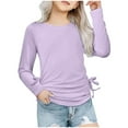 thumbnail image 1 of Bearichfupo Children Kids Girls Long Sleeve Crew Neck Ruched Knot Side T Shirt Top Casual Loose Tee Shirt Blouse,Girls Soft Tees,Sizes 3-4 Years, 1 of 6