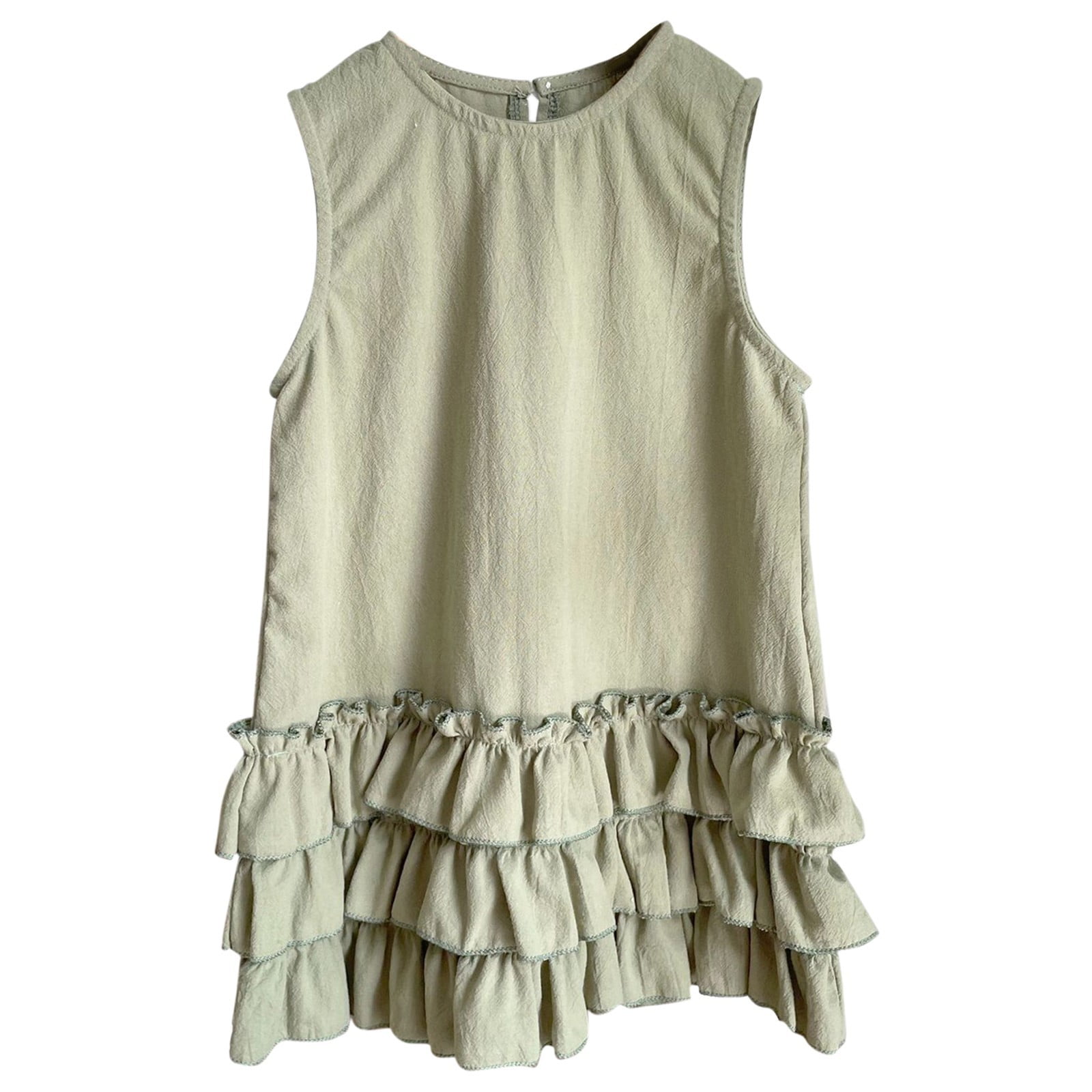 Bearichfupo Children's Cotton And Linen Lace Dress Vest Dress Sleeveless Dress Princess Dress Little Girl Fashion Dress For Children From 1 To 6 Years Old, Sizes 2-3 Years