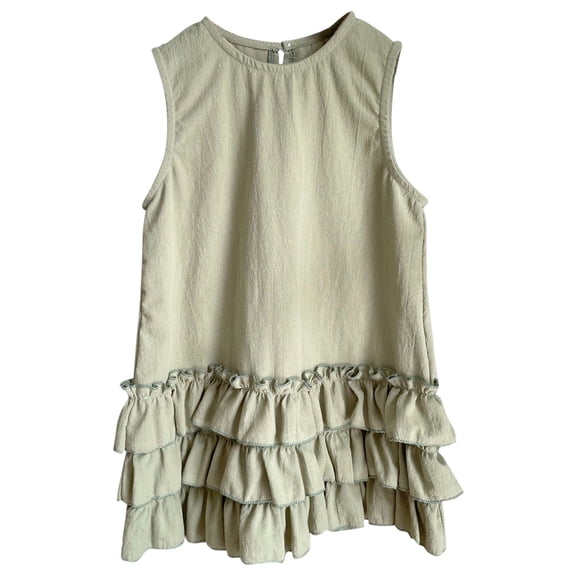 Bearichfupo Children's Cotton And Linen Lace Dress Vest Dress Sleeveless Dress Princess Dress Little Girl Fashion Dress For Children From 1 To 6 Years Old, Sizes 2-3 Years