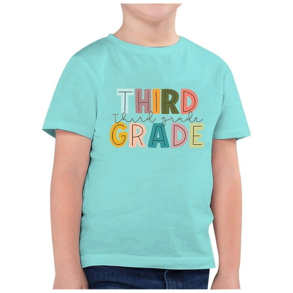 Bearichfupo Children's Fashion Back To School Season Printed Round Neck Short Sleeve Casual T Shirt Top (10) 4-5 Years