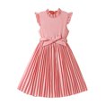 thumbnail image 1 of Bearichfupo Girls Fly Sleeve Casual Comfortable Cute Solid Color Pleated Dress, Sizes 7-8 Years, 1 of 6