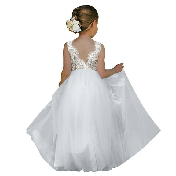 Bearichfupo Girls Lace Back A Line Straight Leg Ballet Short Party Christmas Sleeveless Dress Sizes 4-5 Years