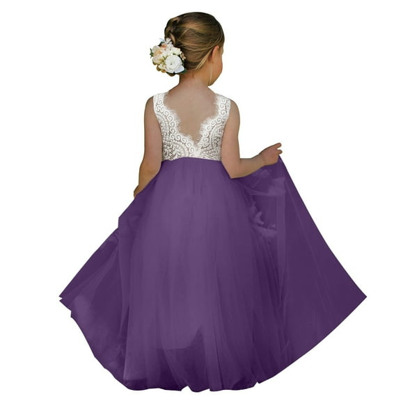 Bearichfupo Girls Lace Back A Line Straight Leg Ballet Short Party Christmas Sleeveless Dress Sizes 4-5 Years