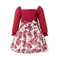 thumbnail image 1 of Bearichfupo Girls Long Sleeve Dresses Square Neck Smocked Ruffle Floral Patchwork Dress, Sizes 6-7 Years, 1 of 6