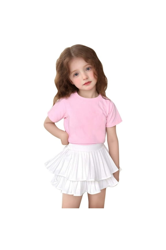 Girls Mini Pleated Skirt Skort For Toddler Girls Summer Ruffle Tutu Skirt With Shorts Underneath Sizes 18-24 Months