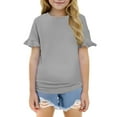 thumbnail image 1 of Bearichfupo Girls Ruffle Sleeve Shirts Summer Cute Crewneck Blouse Tops,Girls Short Sleeve Shirt,Sizes 7-8 Years, 1 of 6