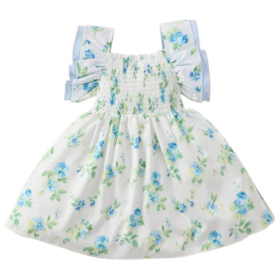 Bearichfupo Girls Spring Summer Korean Style Kids Sleeveless Printed Cute Dress Best Choice For Occasions, Sizes 12-18 Months