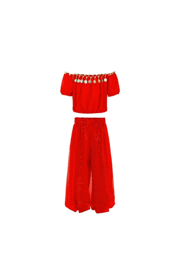 Handmade Children Girl Belly Dance Kids Belly Dancing Dance Cloth Features,Girls' Pant Sets Sizes 9-11 Years