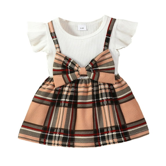 Bearichfupo Infant Baby Newborn Clothing Girls Striped Spring Summer Fall Bow TIe Short Sleeve Princess Dress Clothes, Sizes 9-12 Months