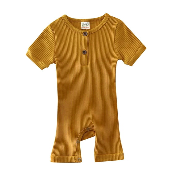 Bearichfupo Infant Babys Girls Boys Summer Newborn Casual Solid Color Jumpsuit Knitted Ribbed Pattern Rompers,Sizes 0-3 Months