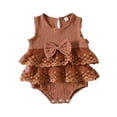 thumbnail image 1 of Bearichfupo Infant Girls Sleeveless Ruffles Pullover Romper Newborn Bowknot Lace Bodysuits Clothes,Sizes 0-3 Months, 1 of 6