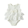 thumbnail image 1 of Bearichfupo Infant Girls Sleeveless Ruffles Pullover Romper Newborn Bowknot Lace Bodysuits Clothes,Sizes 3-6 Months, 1 of 6
