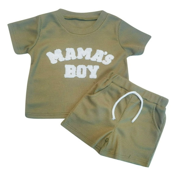 Bearichfupo Kids Fashion Casual MOM'S BOY Printed Fabric Short Sleeve Suit,2 Piece Set,Sizes 0-6M