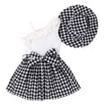 thumbnail image 1 of Bearichfupo Kids Winter Girls Sleeveless Ruffles Sleeveless Pink Plaid Princess Dress With Belt Hat 3pcs Sets, Sizes 3-4 Years, 1 of 5