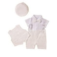 thumbnail image 1 of Bearichfupo Newborn Baptism Outfits Gentleman Bowtie Romper White Wedding Outfit,2 Piece Set,Sizes 0-3M, 1 of 6
