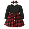 thumbnail image 1 of Bearichfupo Newborn Infant Baby Girls Cotton Autumn Plaid Long Sleeve Princess Dress Headbands Clothes, Sizes 3-6 Months, 1 of 6