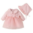 thumbnail image 1 of Bearichfupo Newborn Infant Baby Girls Spring Summer Tulle Solid Long Sleeve Birthday Party Romper Princess Dress Hat Clothes, Sizes 0-3 Months, 1 of 6