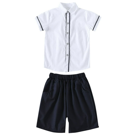 Bearichfupo Summer Fashion British Style Boys Lapel T Shirt Shorts Sports Suit 18-24 Months