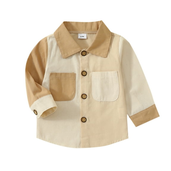 Bearichfupo Toddler Boys Girls Long Sleeve Patchwork Colour Coat Jacket Kids Shirt Tops, Sizes 6-9 Months