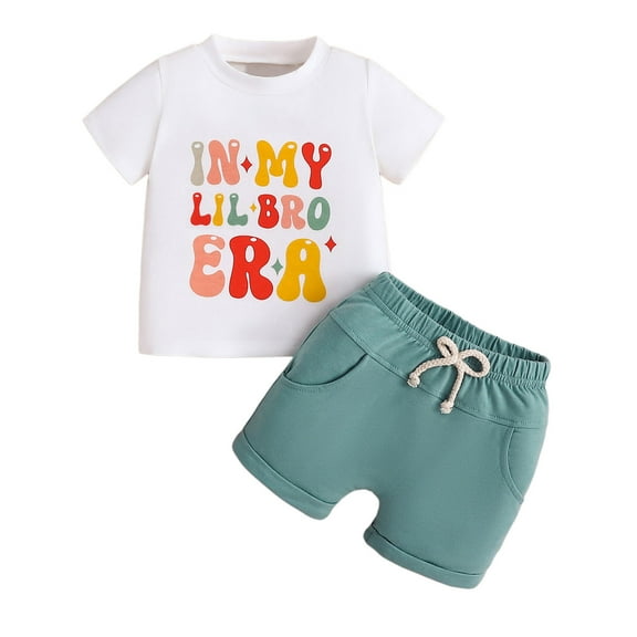 Bearichfupo Toddler Boys Short Sleeve Printed T Shirt Pullover Tops Shorts Outfits,2 Piece Set,Sizes 6-12M