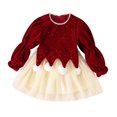 thumbnail image 1 of Bearichfupo Toddler Girls Dress Winer Long Sleeve Fleece Patchwork Mesh Princess Dress New Year Party Clothes, Sizes 18-24 Months, 1 of 6