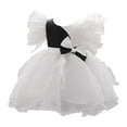 thumbnail image 1 of Bearichfupo Toddler Girls Fly Sleeve Bowknot Patchwork Color Ruffles Pageant Gown Party Evening Dress Wedding Dress For Children Clothes Fashion, Sizes 6-12 Months, 1 of 6