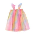 thumbnail image 1 of Bearichfupo Toddler Girls Fly Sleeve Rainbow Tie Dye Tulle Princess Dress Dance Party Dresses Clothes, Sizes 18-24 Months, 1 of 4