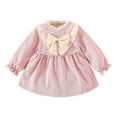 thumbnail image 1 of Bearichfupo Toddler Girls Long Sleeve Solid Color Ruffles Bowknot Dress Dance Party Dresses Clothes, Sizes 18-24 Months, 1 of 6