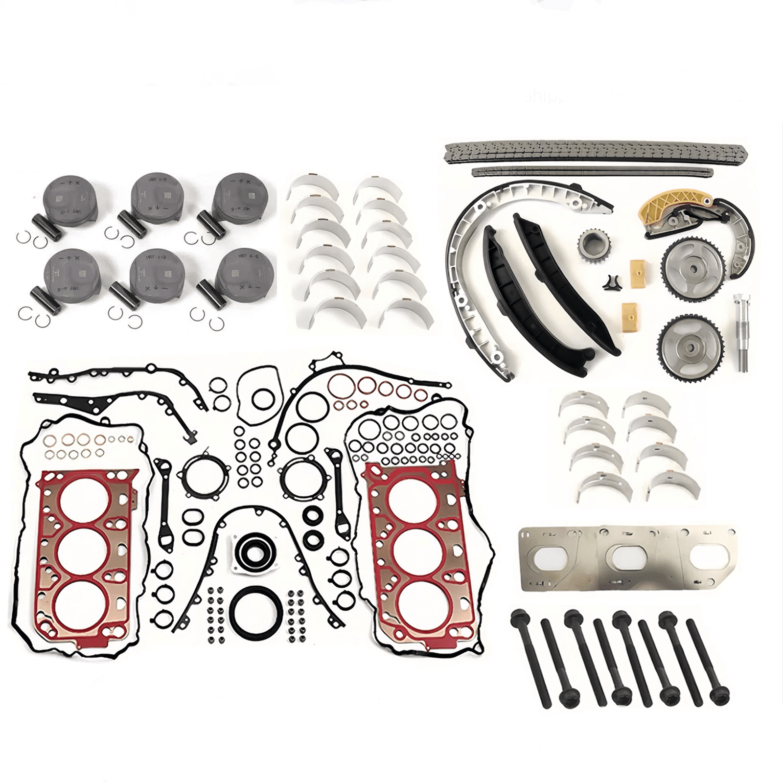 Bearing Head Gasket Set Bolts Piston Timing Chain Kit For 13-20 Porsche Panamera Macan 3.0L V6 95B