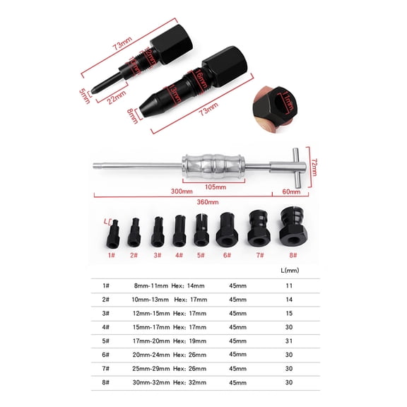 Bearings Remover,Remove Tool Set Tools Remove Tool Hand Tools Remove 12pcs Remover Hand S Remove Set Hand S Remove Hxber Eryue Laoshe Black