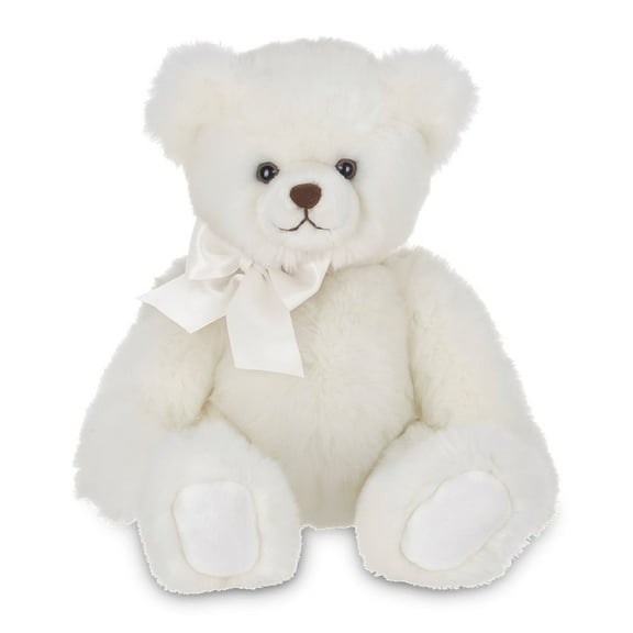Bearington Aspen, 15.5 Inch White Teddy Bear Stuffed Animal, Vintage Teddy Bear, Faux-fur