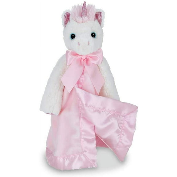 Bearington Baby Dreamer Snuggler, White and Pink Unicorn Plush Stuffed Animal Security Blanket, Lovey 15"