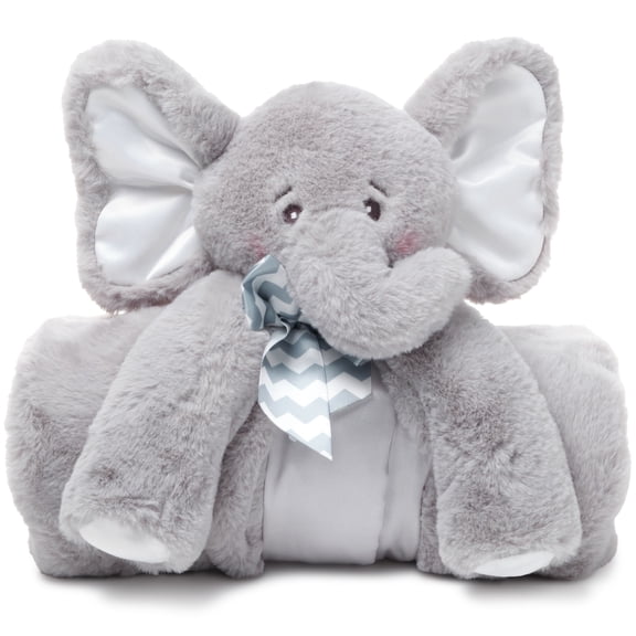 Bearington Baby Lil' Spout Cuddle Me Sleeper, Gray Elephant Large Size Security Blanket, 28.5" x 28.5"