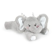 Bearington Collection Baby Pacifier Holder Clip for Baby Girls & Boys | Lil’ Spout Plush Gray Elephant Binkie & Paci Clip | Non Silicone | Satin Leash, Strap, & Binky Clip