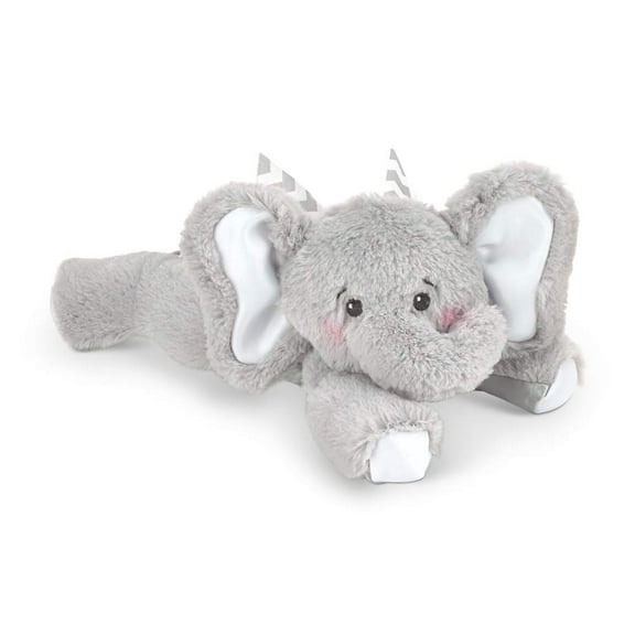 Bearington Baby Lil’ Spout Rattle: 8-Inch Plush Stuffed Gray Elephant Rattle, Shaker Toy with Soft Plush Fur, Floppy Ears and Satin Bow; For Baby Shower or First Birthday