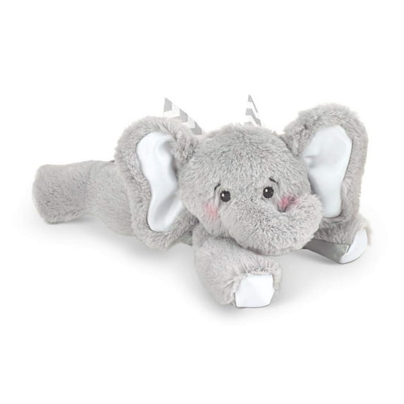 Bearington Baby Lil’ Spout Rattle: 8-Inch Plush Stuffed Gray Elephant Rattle, Shaker Toy with Soft Plush Fur, Floppy Ears and Satin Bow; For Baby Shower or First Birthday