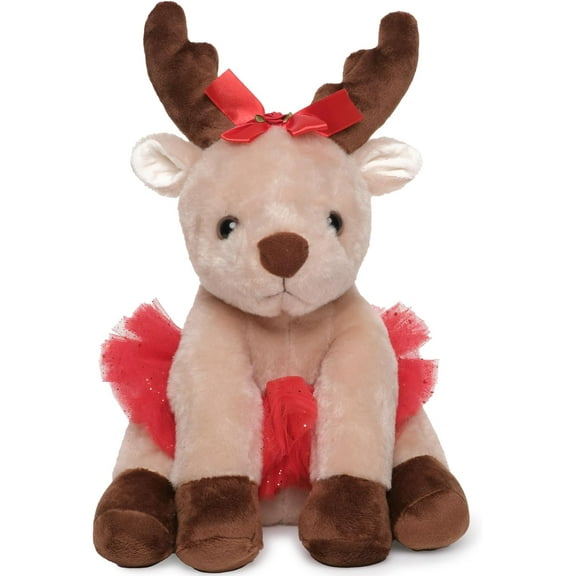 Bearington Dazzling Dancer Ballerina Plush, 13 Inch Stuffed Reindeer, Christmas Stuffed Animal