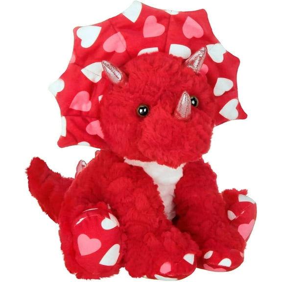 Bearington Dinomite Plush Dinosaur Stuffed Animal with Hearts, 11 Inch, Valentine's Day Stuffed Animal