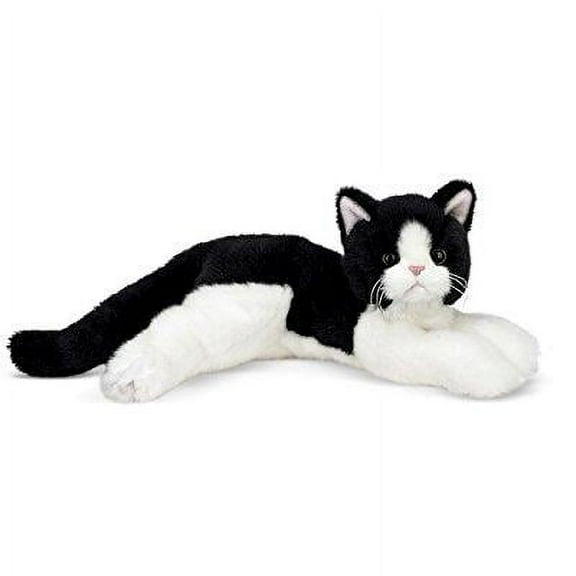 Bearington Domino Plush Stuffed Animal Black and White Tuxedo Cat, Kitten 15 Inch